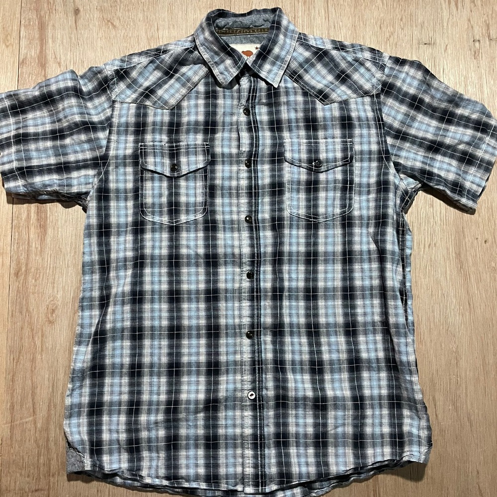 Dakota Grizzly Shirt Adult Medium Multicolor Short‎ Sleeve Pearl Snap Front Mens